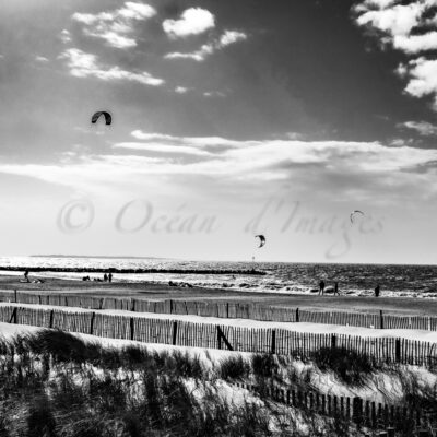 photo en noir et blanc plage de Chatelaillon Charente maritime