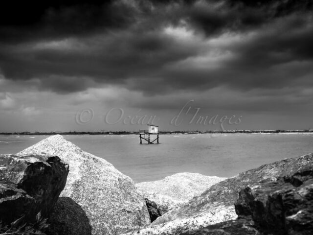 photo carrelet en noir et blanc Charente maritime