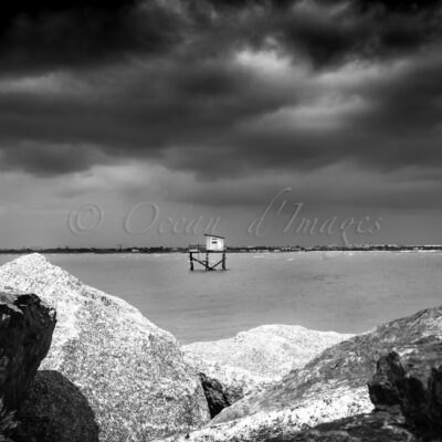 photo carrelet en noir et blanc Charente maritime