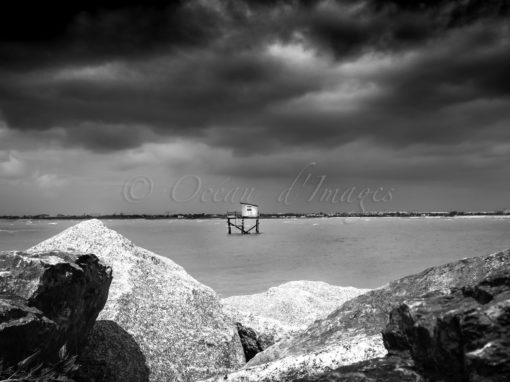 photo carrelet en noir et blanc Charente maritime