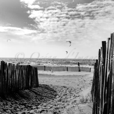 photo d'art en noir et blanc kite surf Charente maritime