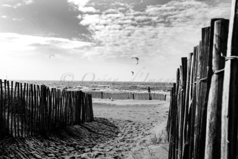 photo d'art en noir et blanc kite surf Charente maritime