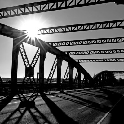 Photo en noir et blanc pont de Tasdon La Rochelle