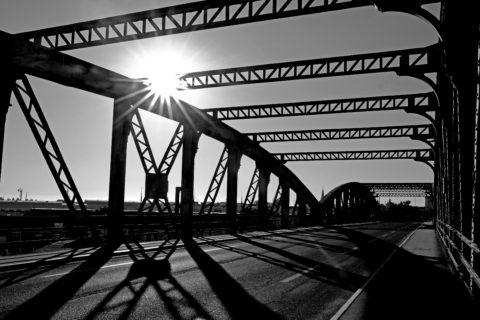 Photo en noir et blanc pont de Tasdon La Rochelle