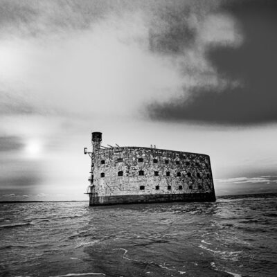 photo noir et blanc Fort Boyard en Charente-Maritime