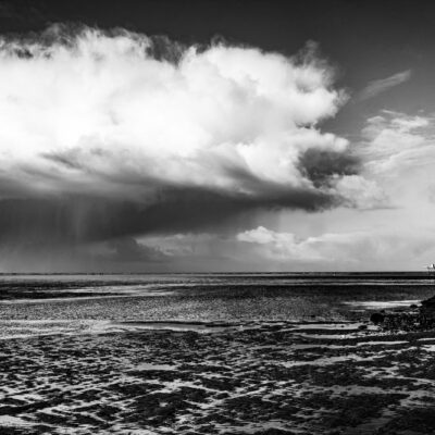 photo en noir et blanc carrelet en Charente-Maritime