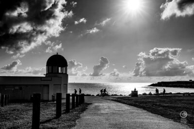Plage de chef de baie à La Rochelle photo en noir et blanc