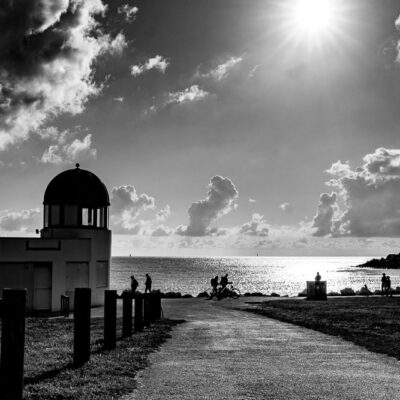 Plage de chef de baie à La Rochelle photo en noir et blanc