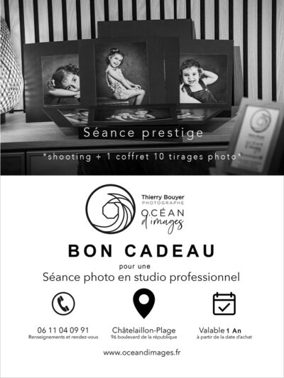 Bon Cadeau Prestige : séance photo en studio 1 heure avec un coffret 10 photos comprises